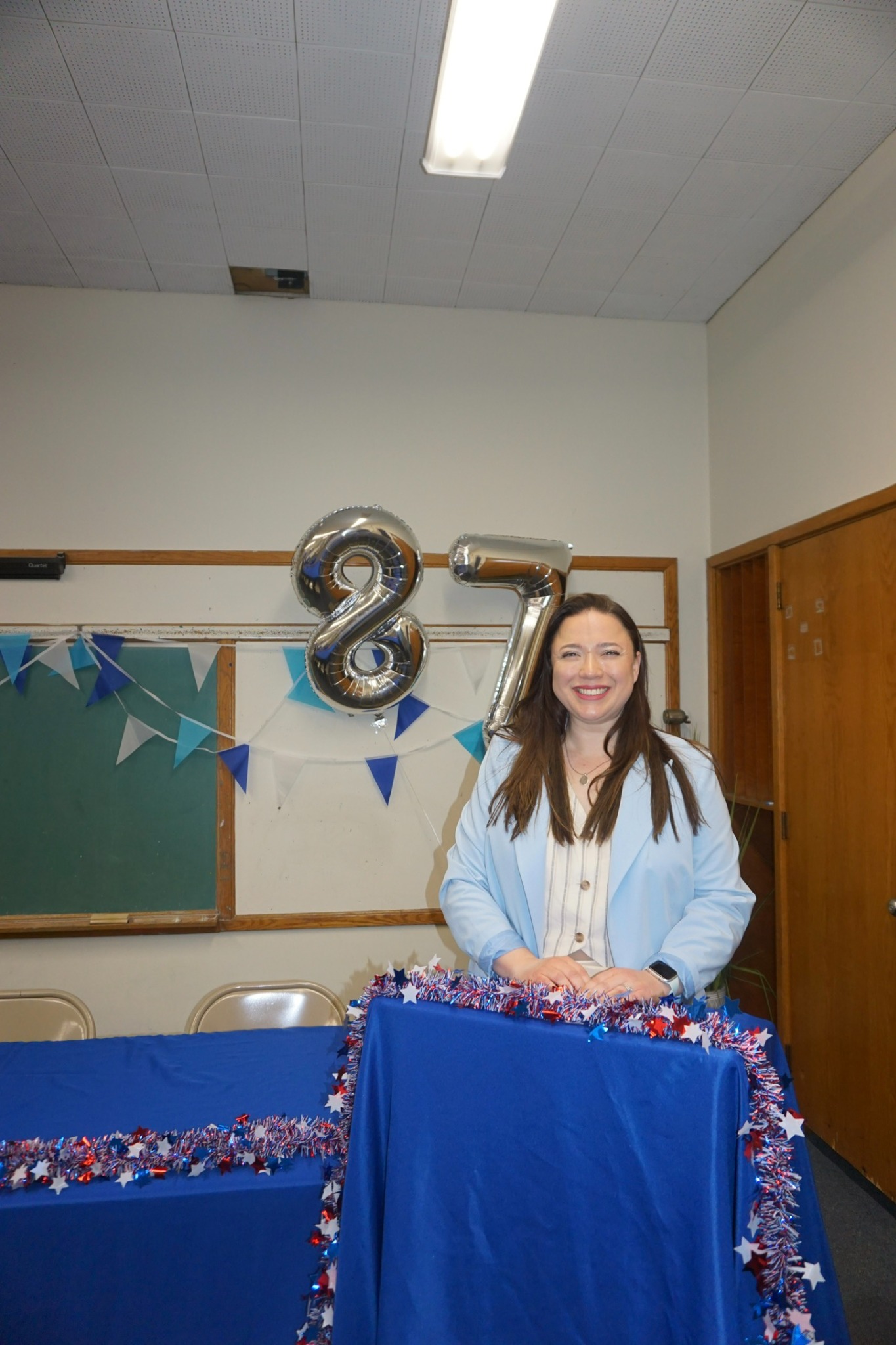 Dr. Kathleen Kimball smiling at a District 87 campaign event
